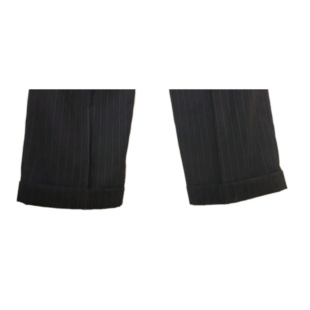 Nautica 2 Piece Suit 42L Navy Pinstripe‎ Jacket Pant 33x33 Pleated Cuff Wool